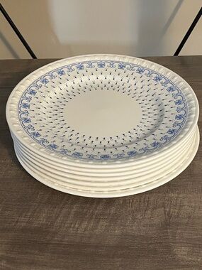 Seven COPELAND SPODE SPODES ERMINE BLUE Side Plates 8”